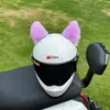 Bonito Casco de Moto Eléctrica para Mujer con Orejas de Dibujo Animado de Peluche Desmontables Decoración de Casco de Moda
