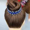 Acessórios para cabelo de almôndega, modelador de cabelo de folha de oliveira de resina, grampo de cabelo feminino, cocar profissional, flor, torção, clipe cheio de diamante, rabo de cavalo, fivela