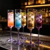 Copas de tallo recto de lujo ligero estilo europeo, copas populares en línea para jugo, copas de champán, copas de cóctel, copas para bebidas de uso doméstico, copas de vino coloridas