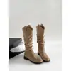 Botas de montar cortas de mezclilla apiladas con tacón grueso de moda estilo coreano para mujer, otoño 2026, con diseño que aumenta la altura