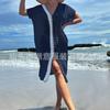 Blusa de playa con falda transparente y abertura media, sexy, con costuras a mano y gancho para vacaciones transfronterizas europeas y americanas.