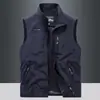 Chaleco Fino de Primavera y Otoño para Hombre, Ropa Exterior Holgada, Chaleco Deportivo, Ropa de Trabajo de Talla Grande para Exteriores, Chaqueta Chaleco Casual con Cuello Alto