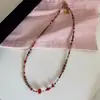 Colar de Contas de Ágata Vermelha Dopamina Acessórios para Mulheres, Corrente de Clavícula de Verão, Design de Nicho de Luxo Leve, Joia de Corrente de Pescoço de Alta Qualidade