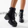 Botas de mujer versátiles vintage, botas Martin de suela gruesa transfronterizas, nuevas de invierno 2026 estilo británico con cordones que aumentan la altura, botines