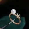 Accesorios DIY Plata de Ley S925 Lujo Ligero Moda Anillo de Perla Soporte en Blanco Anillo de Dedo Hecho a Mano Soporte para Anillo Anillo de Dedo Abrible 5-7mm