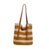 Moda Urbana Tejida Rayada Bolso Tipo Cubo Gran Capacidad Combinable Bolso de Hombro 2025 Verano Popular Bolso de Mujer