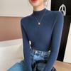 Ropa de primera línea suéter de cachemira de cuello alto para mujer a rayas adelgazante estilo coreano camiseta interior suéter de una pieza sin costuras suéter de lana cubierta