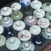 Conjunto de Tampa de Gaiwan de Três Peças, Tampa Única para Tigela de Chá, Tampa Única de Conjunto de Chá de Cerâmica Vendida Separadamente, Disponível em Tamanhos Grande e Pequeno, com Acessórios de Tampa de Porcelana Branca