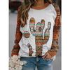 2024 Nuevo Otoño Suéter Casual Holgado de Cuello Redondo para Mujer Exportación Transfronteriza Retro Tribal Estampado Digital Mangas Largas