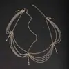 Europeu e americano transfronteiriço boêmio multicamadas corrente de metal borla acessórios para cabelo de noiva pingente de strass multicamadas corrente de cabeça