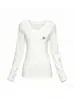 Camiseta de manga larga de cuello en V, hombro normal, capa base cálida para mujer, nuevo estilo primavera y otoño, casual versátil, corte ajustado, top favorecedor, camiseta interior