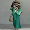 Nuevo conjunto de dos piezas para mujer: camiseta casual de moda con estampado transfronterizo, cuello redondo, manga larga + pantalones de campana