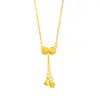 Pu Zuo Jindian Mismo Estilo Rico y Excedente y Flor de Tilian Collar Método Antiguo Oro Nuevo Estilo Chino Sentido del Diseño Doble Flor Cadena para la Clavícula