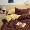 Juego de cuatro piezas de algodón estilo Ins, fresco y simple, como una nube; juego de tres piezas de gasa de doble capa, girly minimalista; funda de edredón de algodón puro para dormitorio de estudiante