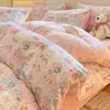 Conjunto de quatro peças em flanela de algodão cartoon, capa de edredom quente de algodão puro para outono e inverno, conjunto de três peças com lençol de elástico e lençol de cama em veludo de leite, roupa de cama