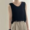 Regata Feminina Tencel Linho Roupa Externa de Verão Feminina Interior 2025 Novo Top Básico Tricotado Sem Mangas Solto