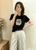 Camiseta de algodão canelado 220g para mulheres, direto da fábrica, top de manga curta slim fit, segunda remessa de verão, exclusivamente para as Treze Fábricas de Guangzhou