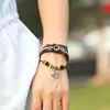 Pulsera Sencilla y Creativa Nueva de Cuero con Cuentas, Pulsera Artística Retro, Pulsera de Cuero