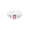 950 Estilo K Nicho Ins Diseño de Lujo Accesible Versátil Anillo de Zirconia de Contraste Arcoíris Plata Esterlina S925 Textura Femenina