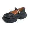 Mocassins de Solado Grosso Camélia 2026 Novo Estilo Primavera e Outono Solado Macio Confortável Aumento de Altura Mary Jane Sapatos Pequenos de Couro para Mulheres