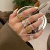 Nueva Moda Joyería de Celebridad de Internet Anillo Irregular Cóncavo-Convexo Textura Metálica Anillo Abierto para Niña Joyería de Industria Pesada