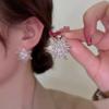 Brincos de orelha de floco de neve de cristal da moda coreana, brincos femininos leves, luxuosos e elegantes, super flash, joias de orelha de flor de gelo requintadas