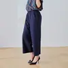 Venta al por mayor primavera y verano nuevos pantalones rectos para madre de mediana edad Seda de Hielo 9 pantalones blanco pantalones holgados para abuela delgada