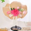 Día del Maestro Sombrero de Paja Floral Hecho a Mano Materiales DIY Sombrero Estilo Francés con Flores Secas Sombrilla Sombrero de Sol para Adultos Actividad de Calentamiento