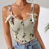 Corsé Sexy con Tirantes Transfronterizo Europeo y Americano Francés Floral Retro Chaleco Nuevo Comercio Exterior Floral Camisola Corsé