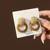Pendientes Geométricos Huecos de Madera Estilo Retro Europeo y Americano, Nuevos Pendientes Largos Exagerados de Rafia Estilo Festivo Personalizados para Mujer