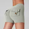 Pantalones Cortos de Yoga con Bolsillo de Cadera de Melocotón, Cintura Alta, Bolsillo, Deportivos, Fitness, Pantalones Triples para Mujer, Sensación de Segunda Piel, Alta Elasticidad, Secado Rápido