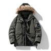 Abrigo de invierno de la NASA para hombre, nueva marca de moda, con cuello de piel gruesa y capucha, acolchado de algodón.