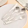 Nuevo Acero Inoxidable 304 Hueco Portátil Cuchillo, Tenedor y Cuchara de Viaje Plegables Cubiertos Tenedor de Cuchara de Dos Agujeros Cuchillo Cubiertos de Estudiante para Exteriores