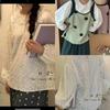 Camisa de Muñeca de Manga Larga Bordada Wenyi Fan Industria Pesada Diseño de Cuello Redondo para Mujeres Mori Camisa Pulóver Holgada Versátil para Mujeres