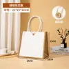 Bolsa de lona pintada a mano de lino al por mayor spot para estudiantes DIY bolsa hecha a mano de yute simple bolsa de mano de lino ecológica