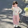 Conjunto de sudadera para niña, colección primavera/otoño, nuevo estilo 2026, atuendo de primavera moderno y a la moda para niñas pequeñas, conjunto casual de dos piezas