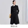 Nuevo Abrigo de Lana Profesional Formal de Longitud Media Estilo Coreano para Mujer Otoño/Invierno 2026, Chaqueta de Lana Cálida de Invierno Azul Marino