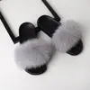 Sapatos de Pelo de Raposa Real Europeus e Americanos para Comércio Exterior Femininos Verão Pelo de Pele Chinelos Sandálias Baixas Pelo de Guaxinim