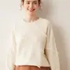 Suéter de Cachemira Otoño e Invierno 2025 para Mujer Cuello Redondo Tejido Moda Suéter Elegante Cepillado Tejido Suéter Básico Diseño