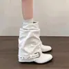 Botas vaqueras retro con hebilla plisada Botas de caballero Botas para mujer 2026 Nuevas Botines de tacón grueso Botas versátiles para mujer con caña apilada