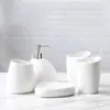 Acessórios de Cerâmica de Luxo para Bancada de Banheiro Conjunto de 7 Peças Dispenser de Sabão Porta-Escova de Dentes Conjunto de Copos de Enxaguante Bucal