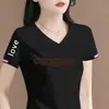 Comercio Exterior Transfronterizo Últimas Existencias Gran Marca Etiqueta Cortada Camiseta de Manga Corta para Adultos Mayores Diseño Transpirable Sentido del Diseño Bloqueo de Color de Nicho Top