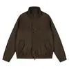 Chaqueta de Cuello Alto con Textura de Cuero Sintético Estilo Americano, Unisex, 2026 Corte Holgado, Informal, Sencillo, Abrigo para Pareja para el Trabajo