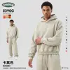 Moletom CXK Masculino Pesado 390G Estilo Americano Vintage Tendência com Forro de Fleece, Lavado e Desgastado, com Punho Dobrado e Mangas tipo Foice