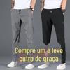 Calça Cropped Solta Outono/Inverno Masculina Moda Moda Marca Casual Calça Esportiva Cor Sólida Micro Elástico Juventude Fluxo