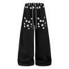Nuevos Pantalones Deportivos Anchos con Estampado de Estrella de Comercio Exterior para Hombres y Mujeres Streetwear Caídos Largos Hasta el Suelo Cordón Sueltos Modernos Pantalones Largos Deportivos