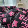 Juego de ropa de cama retro floral de rosas estilo Ins de cuatro piezas, incluye funda de edredón y sábana, adecuado para dormitorios de estudiantes, tamaño individual de 1.5 metros, juego de tres piezas