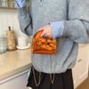 Bolsa de Corrente de Couro Envernizado Brilhante para Menininhas da Moda Doce Fofa Laço Bolsa de Mão para Meninas Cor Sólida Bolsa Infantil