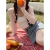 Cárdigan de punto blanco para mujer, prenda exterior, ropa de protección solar, estilo fino de verano, combinado con un vestido camisola, chaqueta tipo chal, top corto