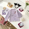 Camiseta básica de manga larga con cuello semi-alto y volantes para niños, estampado de dibujos animados lindo, elástica para niñas, colección de otoño para niños pequeños y niños pequeños